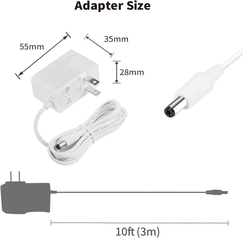 Tonton 10FT/3M Replacement 9V Power Supply Compatible with TP Link Tapo Camera C100 C200 C210 C310 C320WS C100/A TC70 CCTV Smart Security Camera AC/DC Adapter Cord T090060-2B1 Replacement Charger - Image 2
